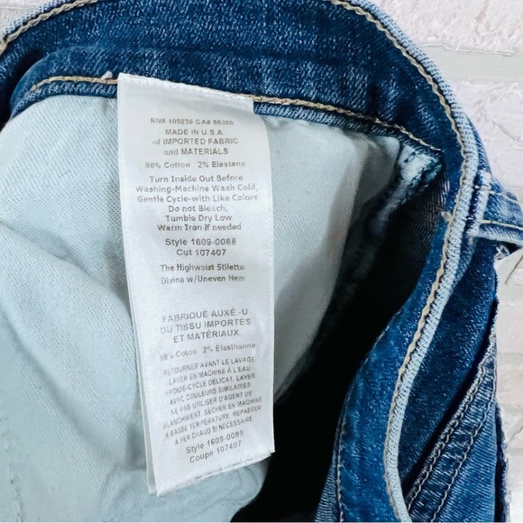 Current/Elliott The High Waist Stiletto Divina With Uneven Hem Jeans Size 28 - Picture 8 of 8